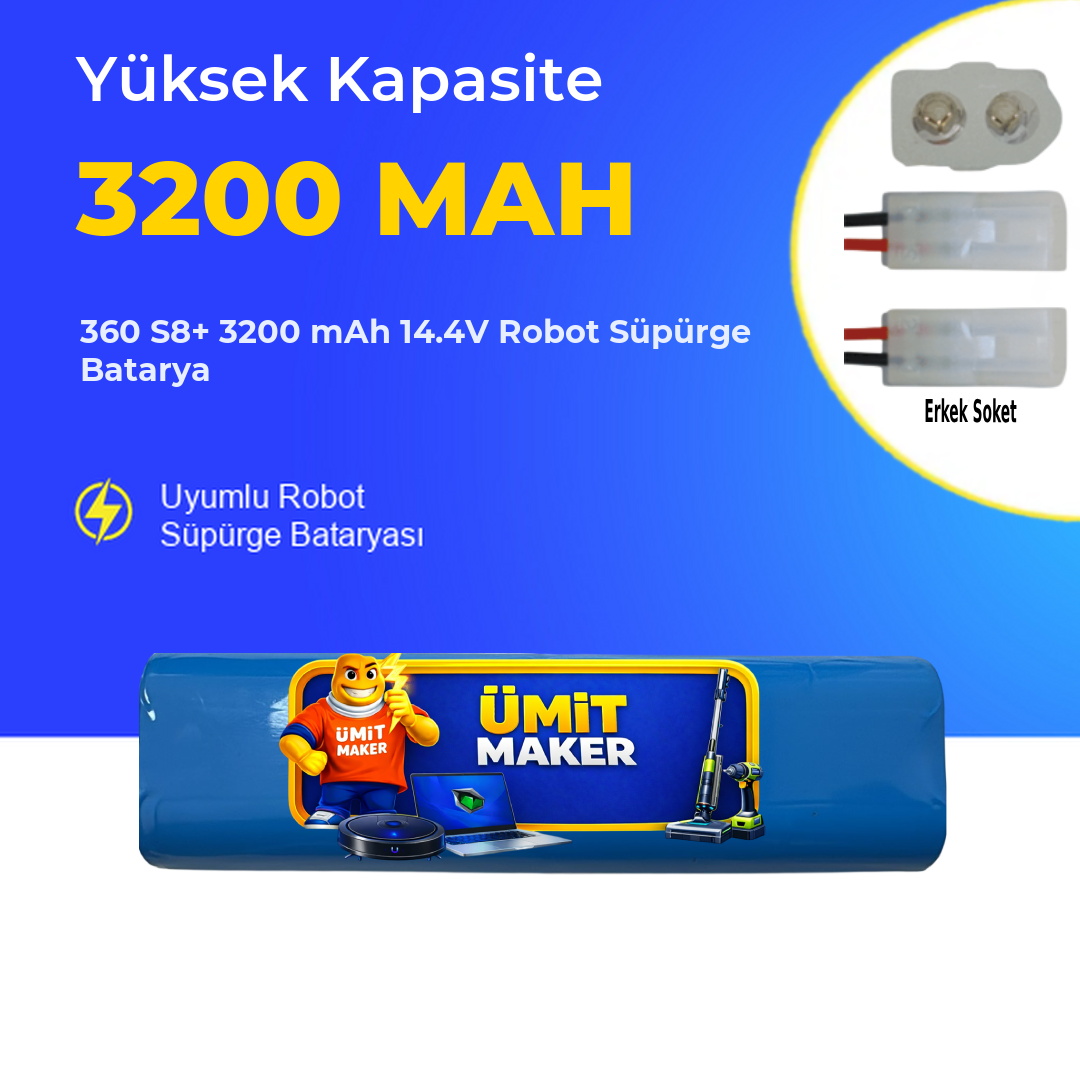 360 S8+ 3200 mAh 14.4V Robot Süpürge Batarya