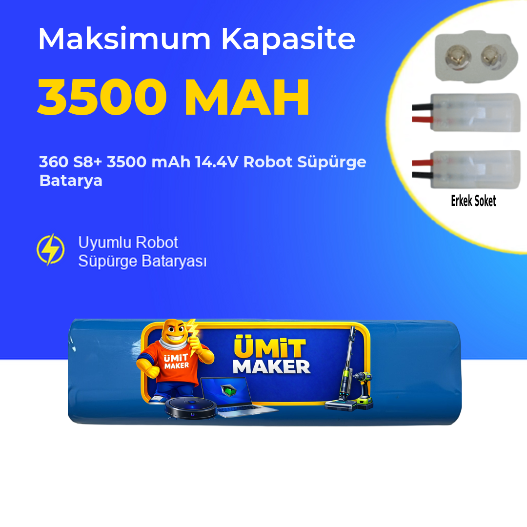 360 S8+ 3500 mAh 14.4V Robot Süpürge Batarya