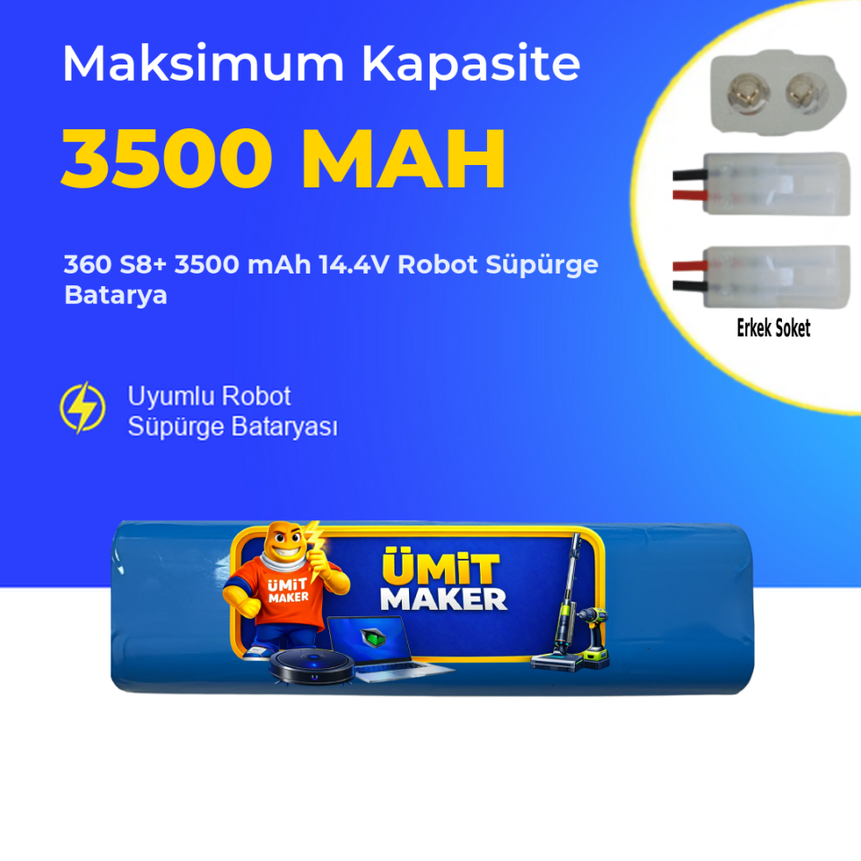 360 S8+ 3500 mAh 14.4V Robot Süpürge Batarya