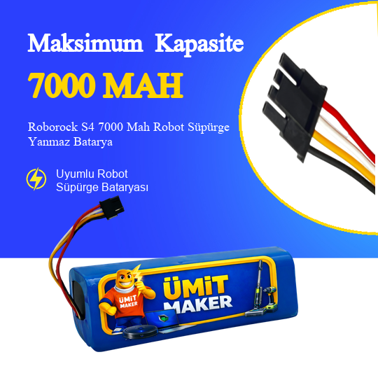 Roborock S4 7000 Mah Robot Süpürge Yanmaz Batarya – 14.4V Li-Ion Güç Kaynağı | Geniş Alanlarda Etkili Temizlik!