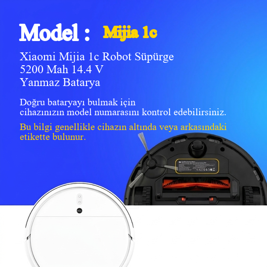Xiaomi Mijia 1c Robot Süpürge 5200 Mah 14.4 V Yanmaz Batarya – Orjinal Uyumlu Uzun Ömürlü, Yüksek Performans Pil