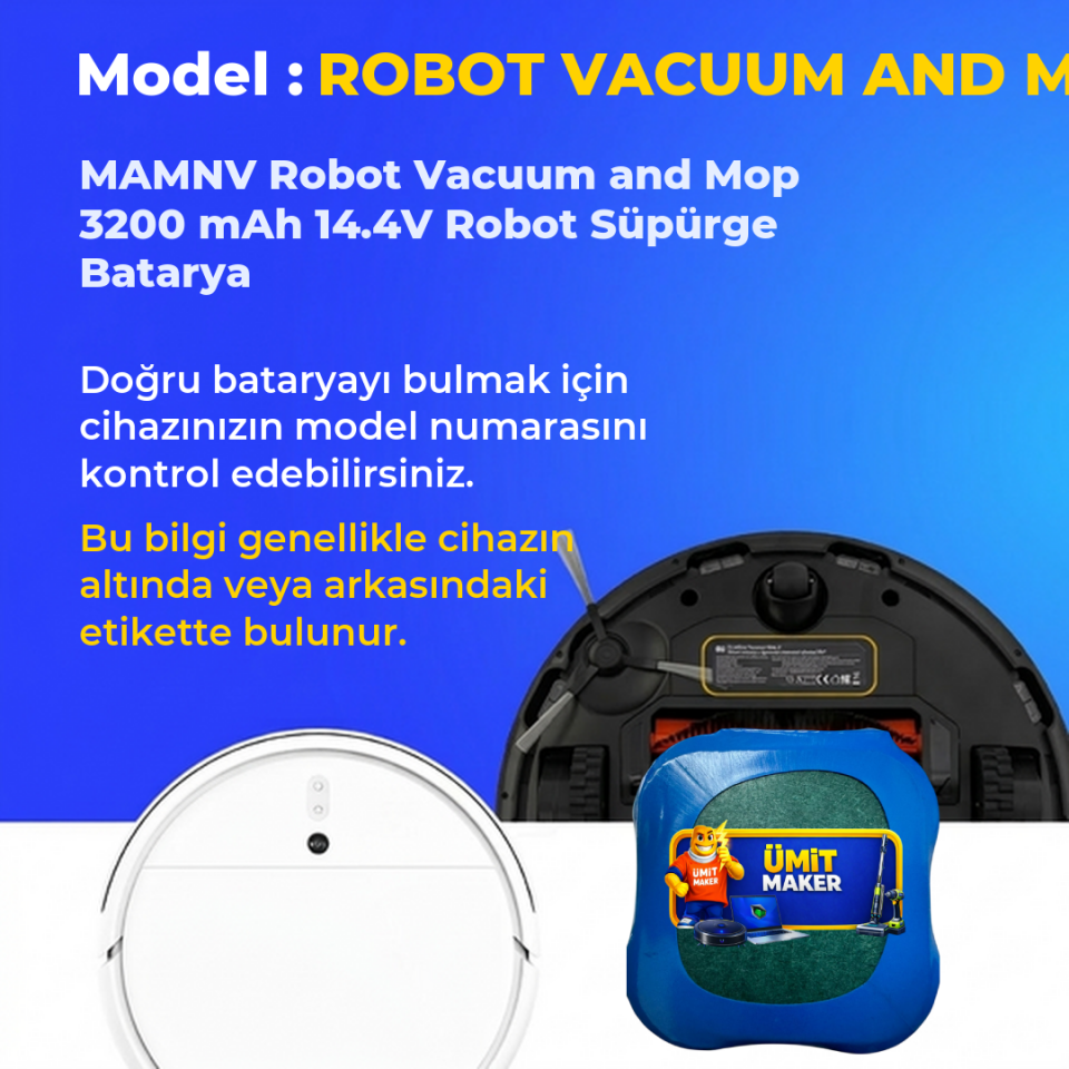 MAMNV Robot Vacuum and Mop 3200 mAh 14.4V Robot Süpürge Batarya