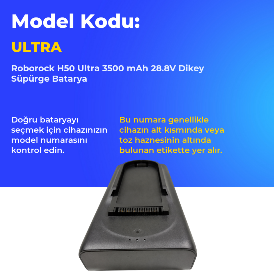 Roborock H50 Ultra 3500 mAh 28.8V Dikey Süpürge Batarya