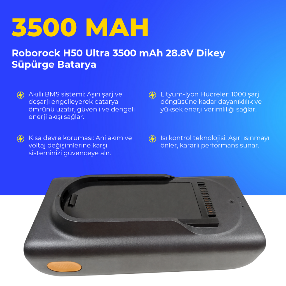 Roborock H50 Ultra 3500 mAh 28.8V Dikey Süpürge Batarya