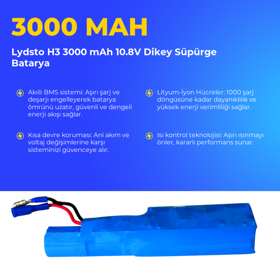 Lydsto H3 3000 mAh 10.8V Dikey Süpürge Batarya