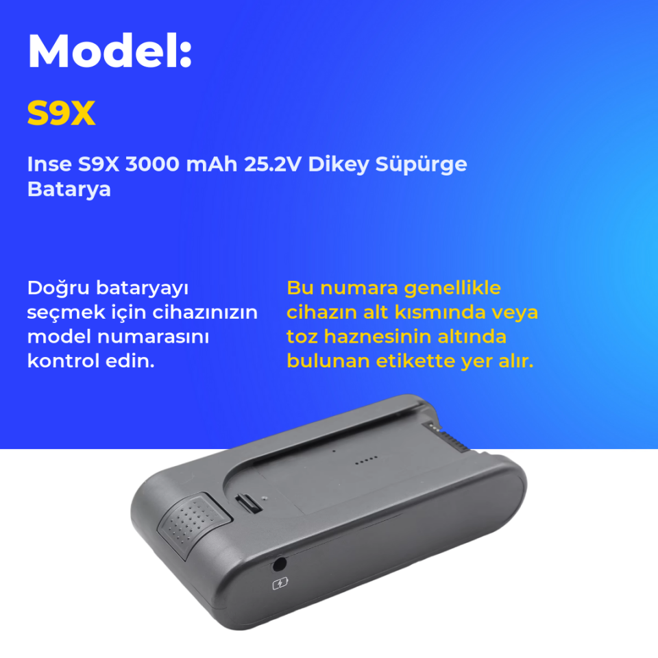 Inse S9X 3000 mAh 25.2V Dikey Süpürge Batarya
