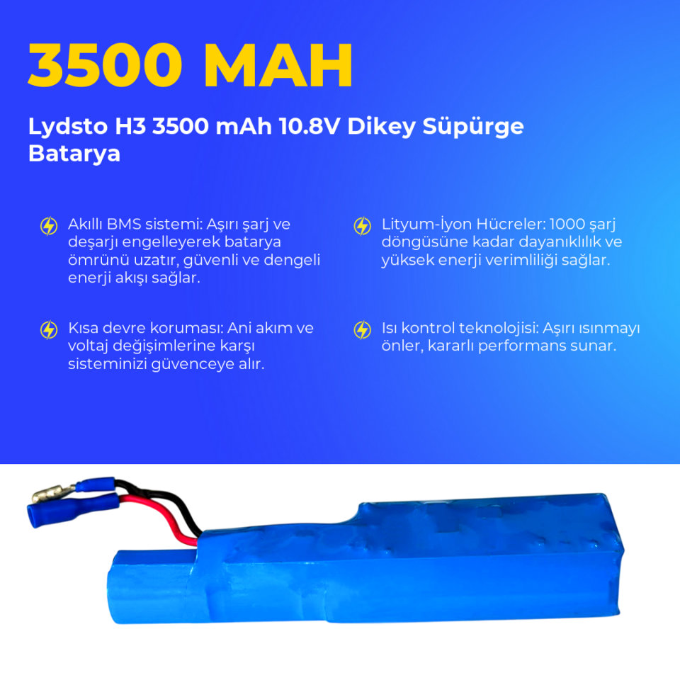 Lydsto H3 3500 mAh 10.8V Dikey Süpürge Batarya