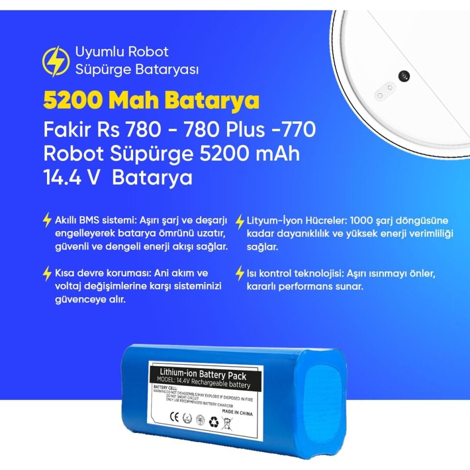 Fakir Rs 780 - 780 Plus -770 Süpürge 5200 Mah Batarya