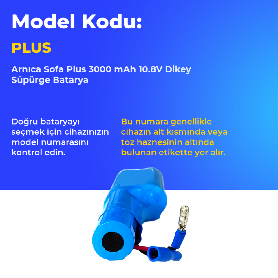 Arnıca Sofa Plus 3000 mAh 10.8V Dikey Süpürge Batarya