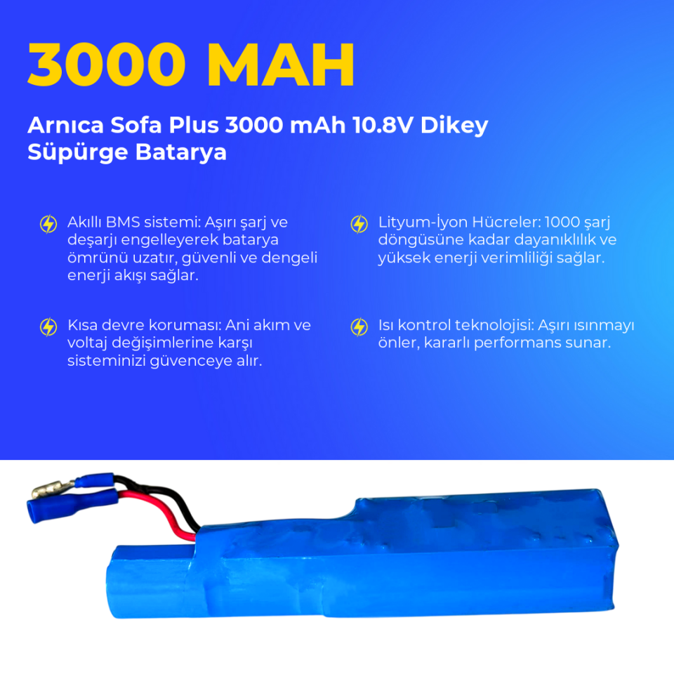 Arnıca Sofa Plus 3000 mAh 10.8V Dikey Süpürge Batarya