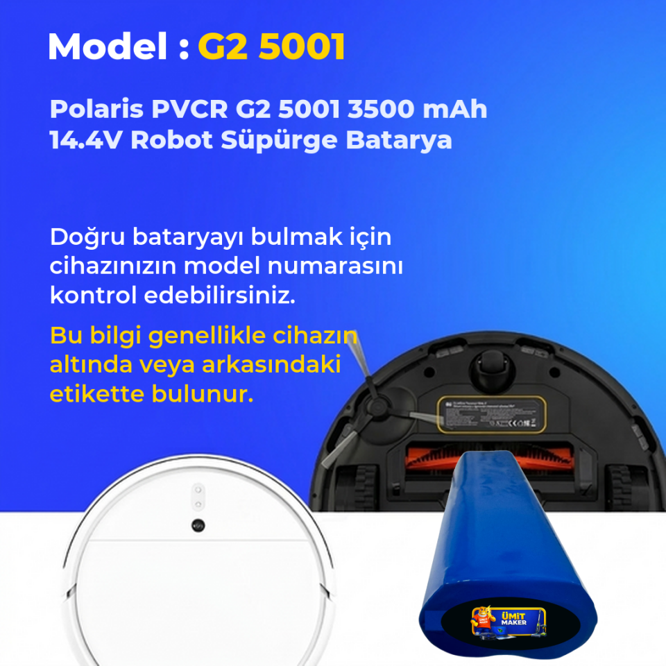 Polaris PVCR G2 5001 3500 mAh 14.4V Robot Süpürge Batarya