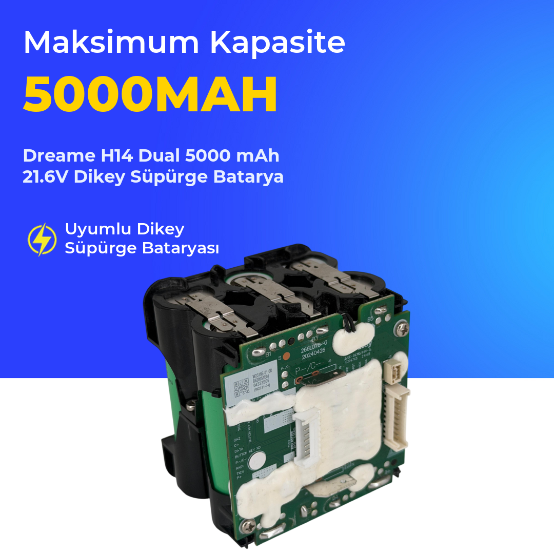 Dreame H14 Dual 5000 mAh 21.6V Dikey Süpürge Batarya