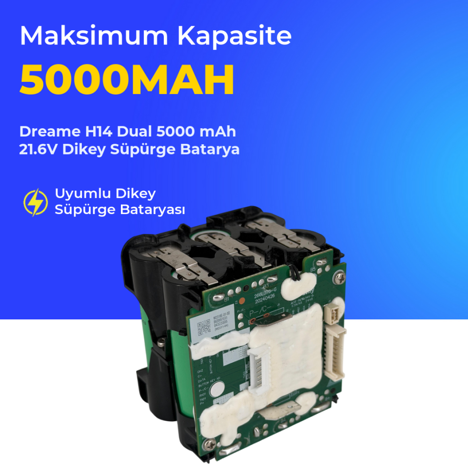 Dreame H14 Dual 5000 mAh 21.6V Dikey Süpürge Batarya