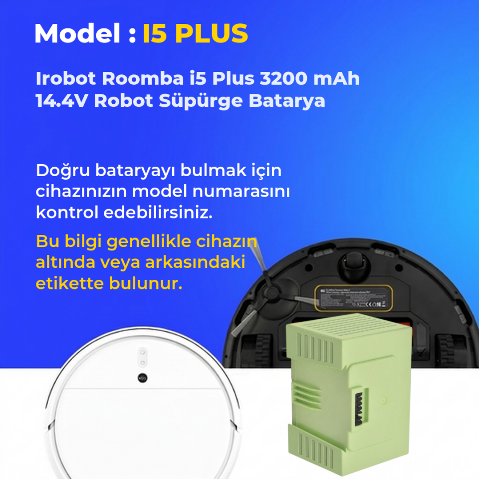 Irobot Roomba i5 Plus 3200 mAh 14.4V Robot Süpürge Batarya