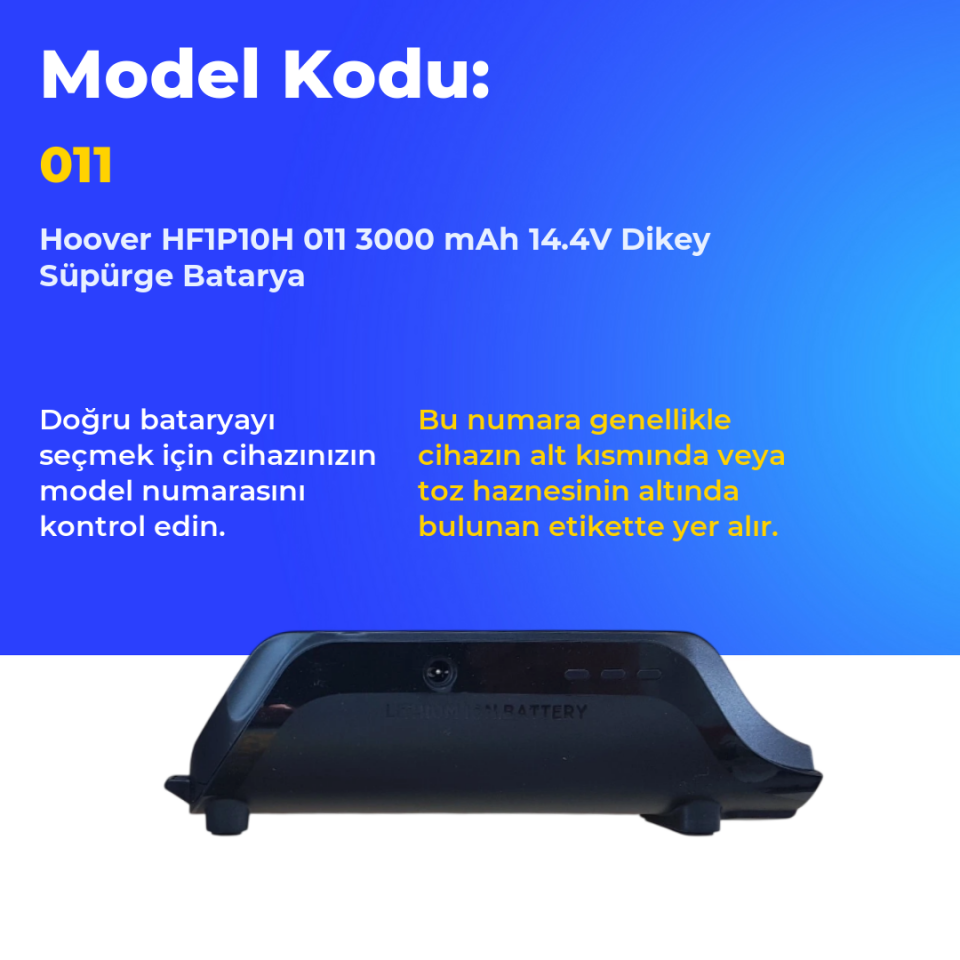 Hoover HF1P10H 011 3000 mAh 14.4V Dikey Süpürge Batarya