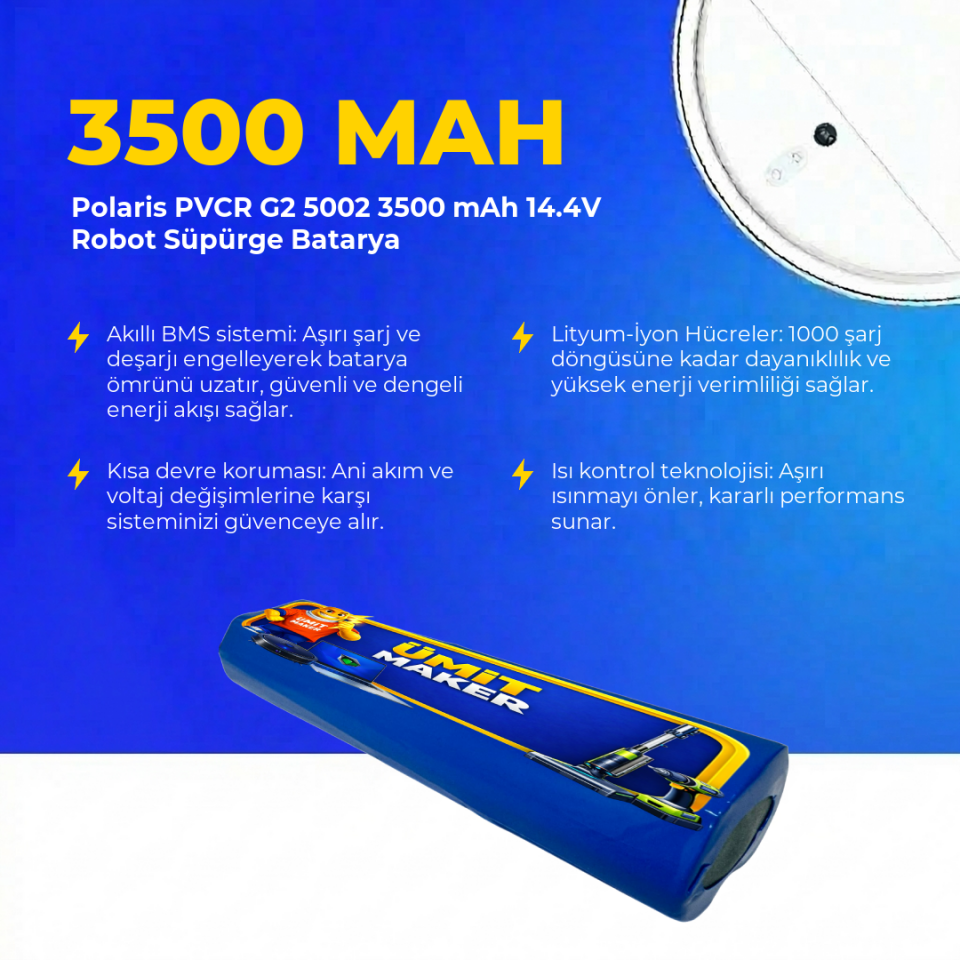 Polaris PVCR G2 5002 3500 mAh 14.4V Robot Süpürge Batarya