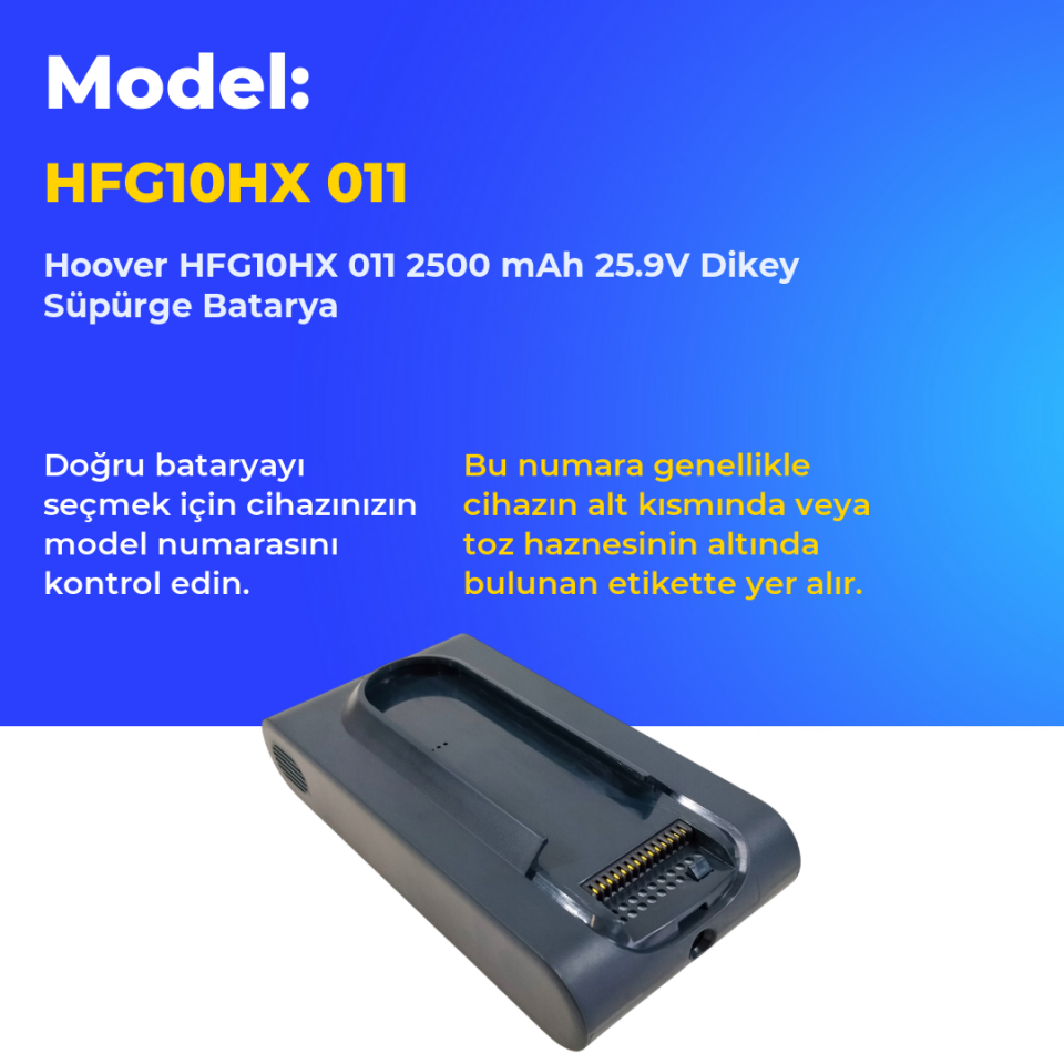 Hoover HFG10HX 011 2500 mAh 25.9V Dikey Süpürge Batarya