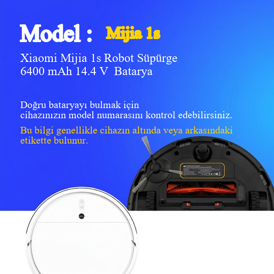 Xiamoi Mija 1 S Robot Süpürge 6400 mAh 14.4 V Kutulu Batarya