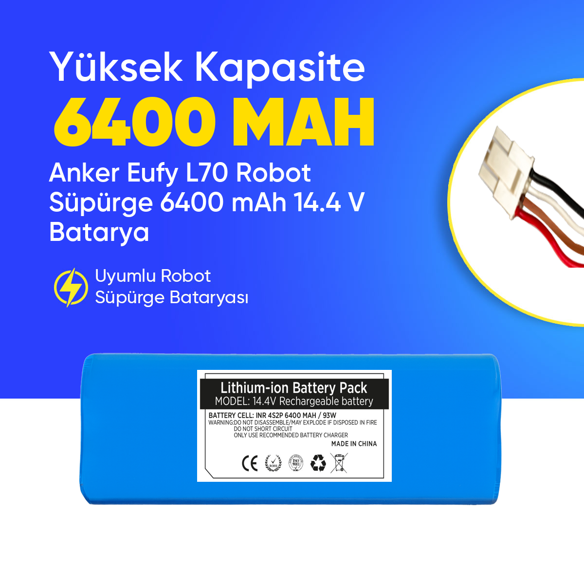 Anker Eufy L70 Robot Süpürge 6400 mAh 14.4 V  Batarya – Orjinal Uyumlu Uzun Ömürlü, Yüksek Performans Pil