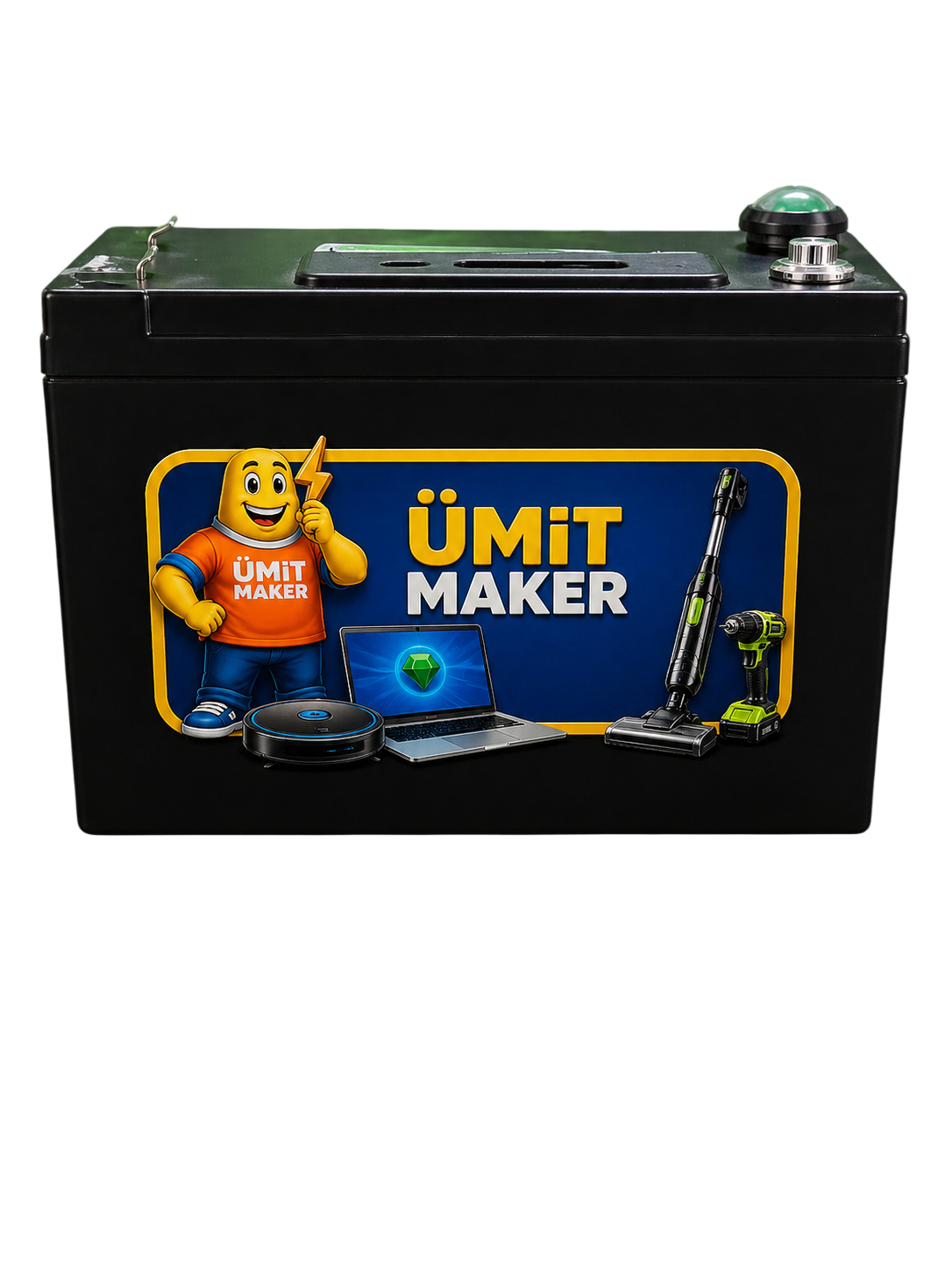 12.8V 12Ah Lifepo4 Extra Özellikli Taşınabilir Güç İstasyonu + Şarj Aleti İçindedir