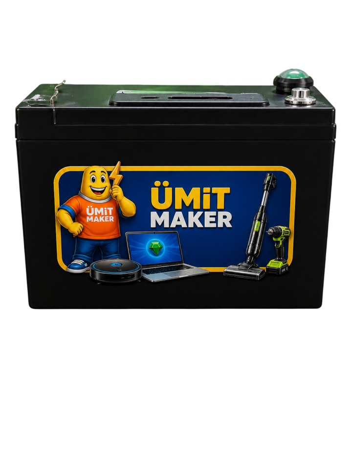 12.8V 12Ah Lifepo4 Extra Özellikli Taşınabilir Güç İstasyonu + Şarj Aleti İçindedir