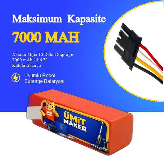 Xiamoi Mija 1 S Robot Süpürge 7000 mAh 14.4 V Kutulu Batarya