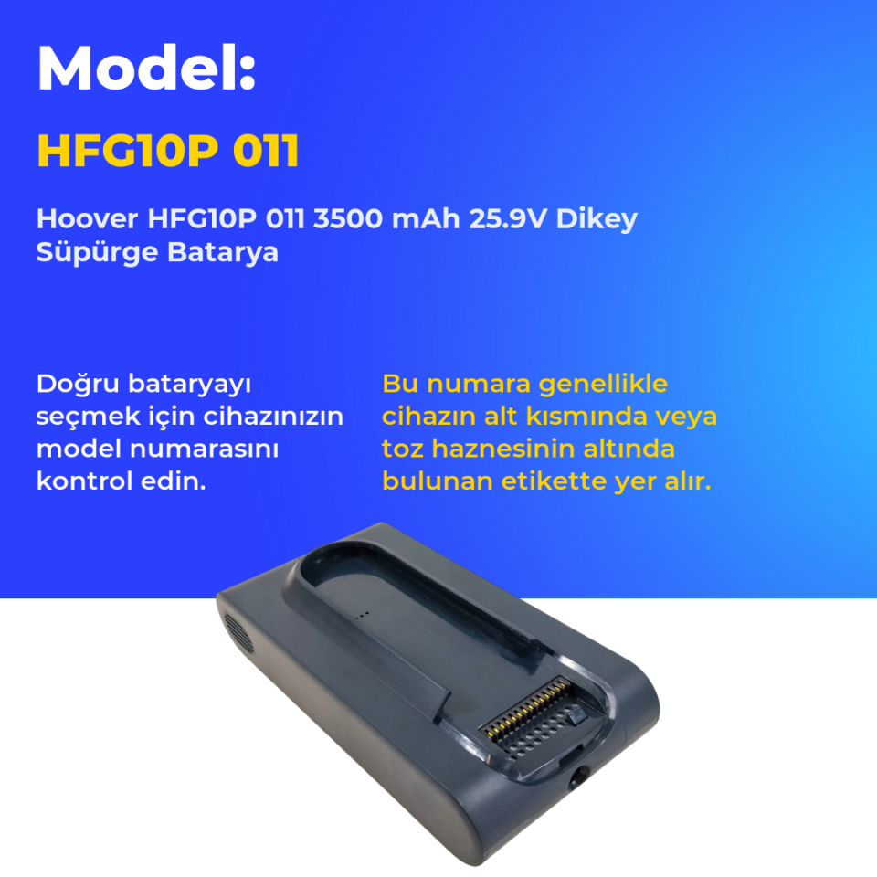 Hoover HFG10P 011 3500 mAh 25.9V Dikey Süpürge Batarya