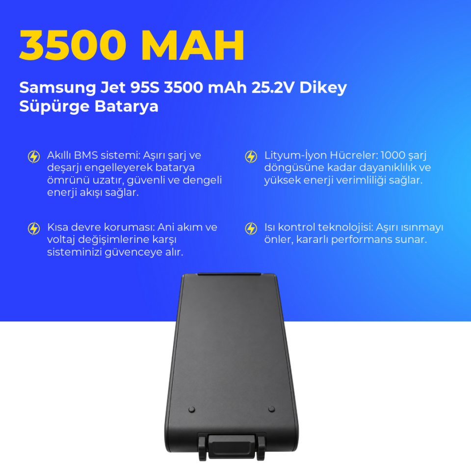 Samsung Jet 95S 3500 mAh 25.2V Dikey Süpürge Batarya
