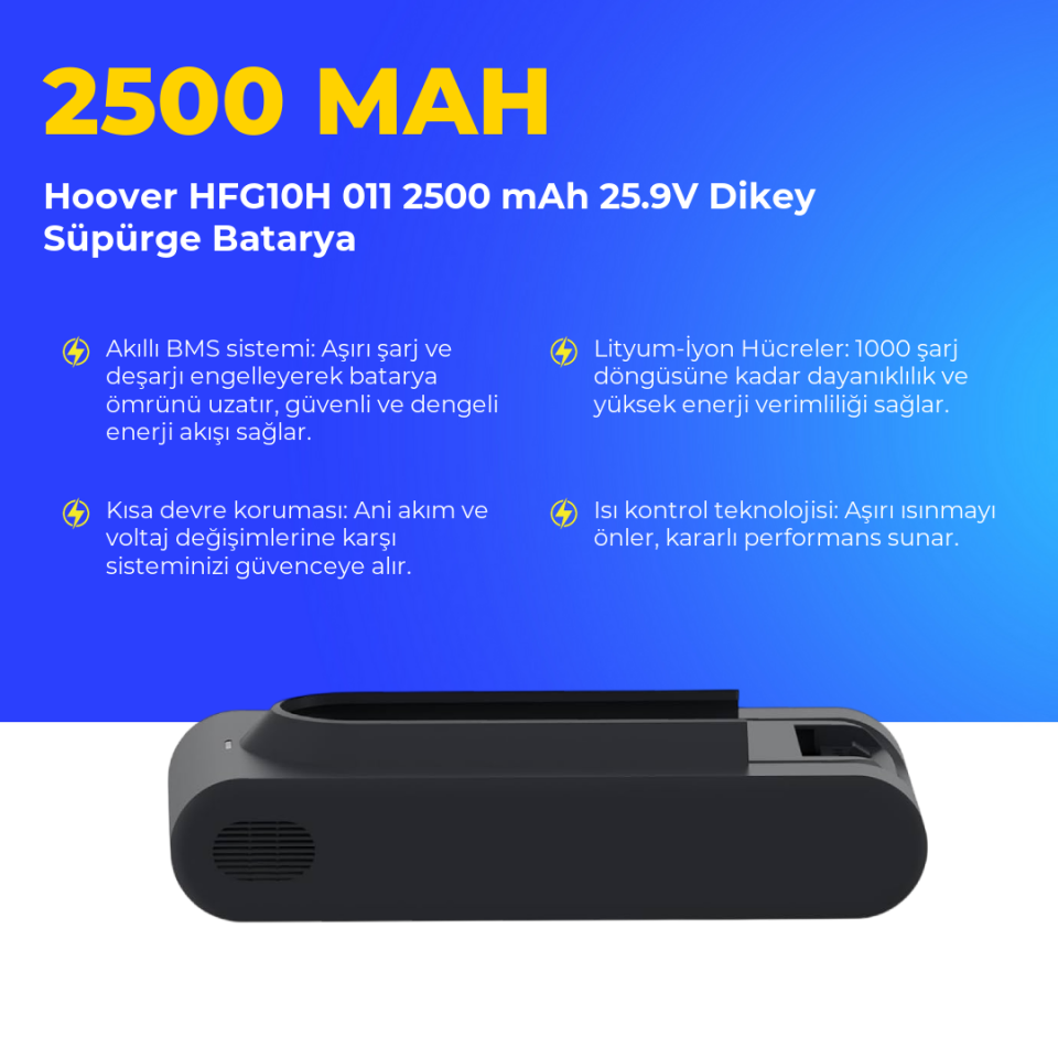 Hoover HFG10H 011 2500 mAh 25.9V Dikey Süpürge Batarya