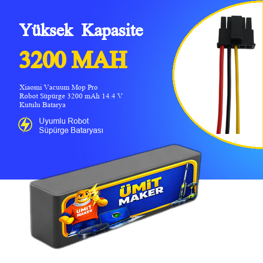 Xiaomi Vacuum Mop Pro Robot Süpürge 3200 mAh 14.4 V Kutulu Batarya – Orjinal Uyumlu Uzun Ömürlü, Yüksek Performans Pil