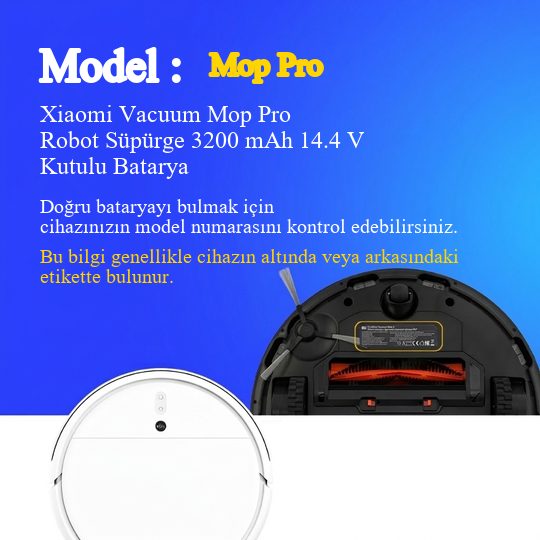 Xiaomi Vacuum Mop Pro Robot Süpürge 3200 mAh 14.4 V Kutulu Batarya – Orjinal Uyumlu Uzun Ömürlü, Yüksek Performans Pil