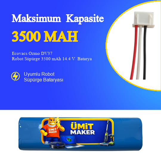 Ecovacs Ozmo DV37 Robot Süpürge 3500 mAh 14.4 V  Batarya – Orjinal Uyumlu Uzun Ömürlü, Yüksek Performans Pil