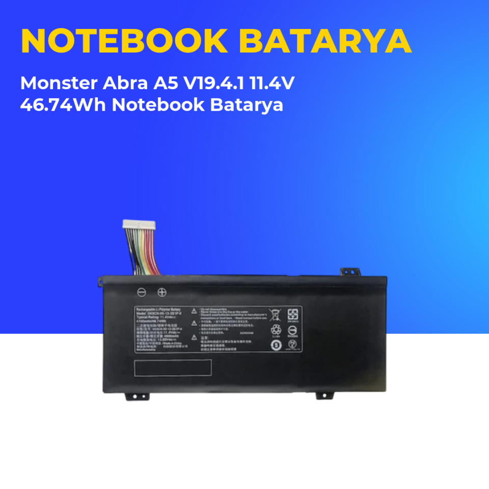 Monster Abra A5 V19.4.1 11.4V 46.74Wh Notebook Batarya