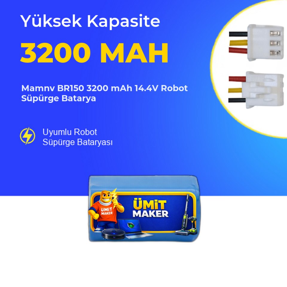 Mamnv BR150 3200 mAh 14.4V Robot Süpürge Batarya