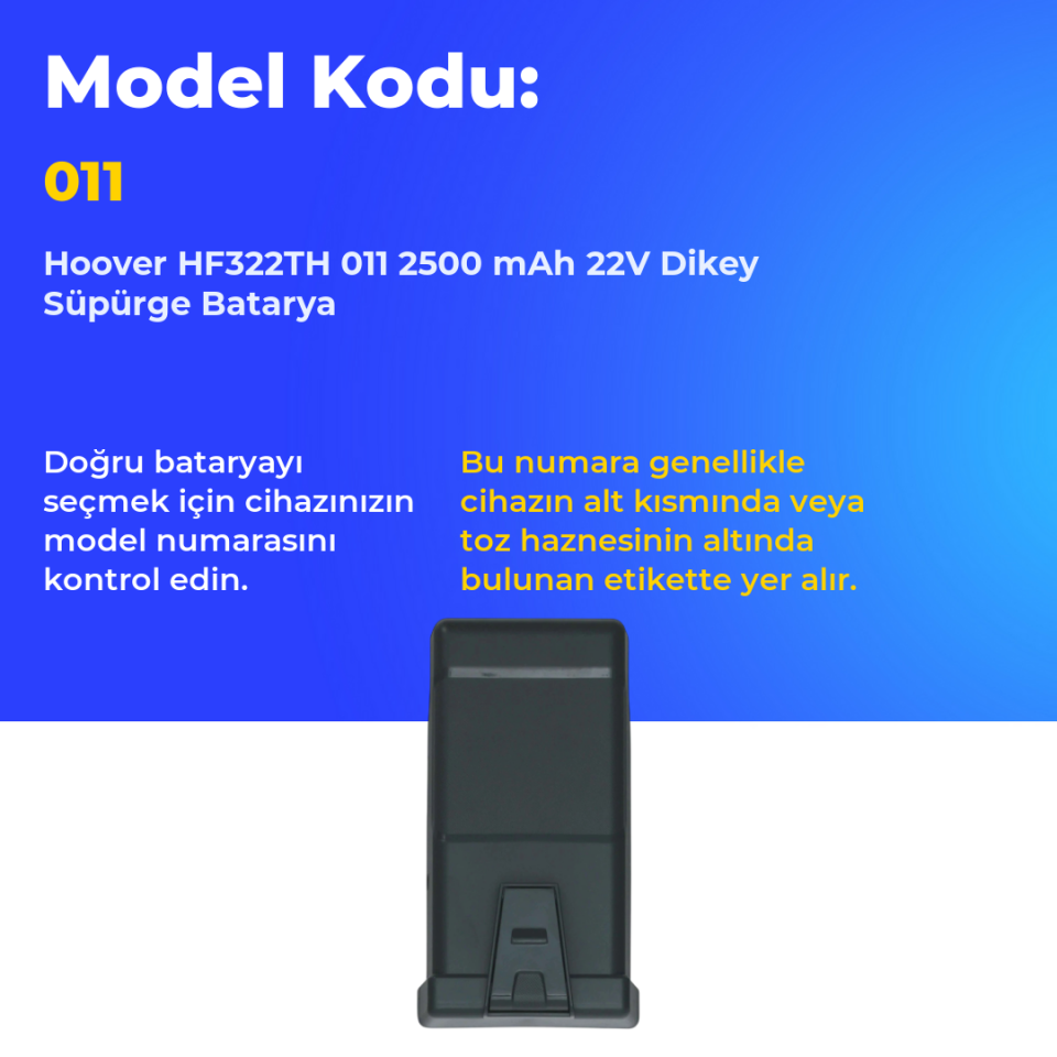 Hoover HF322TH 011 2500 mAh 22V Dikey Süpürge Batarya