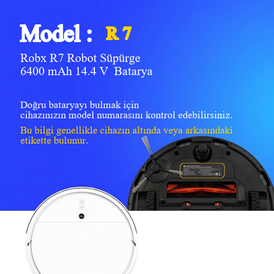 Robx R7 Robot Süpürge 6400 mAh 14.4 V  Batarya – Orjinal Uyumlu Uzun Ömürlü, Yüksek Performans Pil