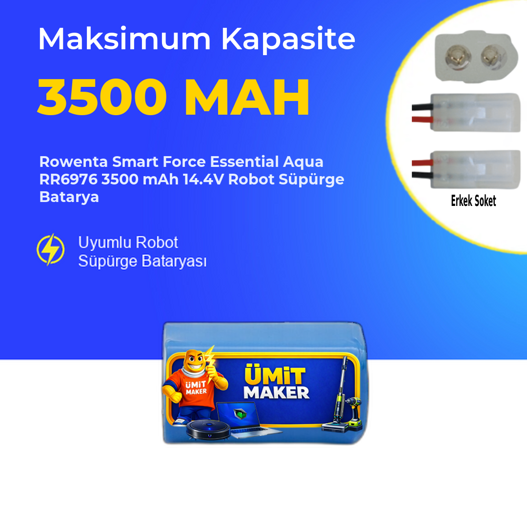 Rowenta Smart Force Essential Aqua RR6976 3500 mAh 14.4V Robot Süpürge Batarya