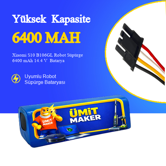 Xiaomi S10 B106GL Robot Süpürge 6400 mAh 14.4 V  Batarya – Orjinal Uyumlu Uzun Ömürlü, Yüksek Performans Pil