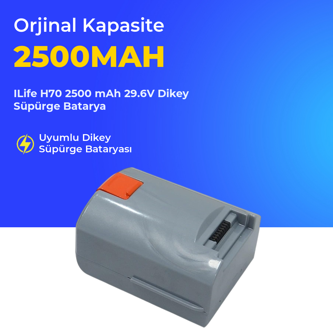 ILife H70 2500 mAh 29.6V Dikey Süpürge Batarya
