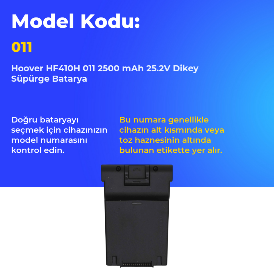 Hoover HF410H 011 2500 mAh 25.2V Dikey Süpürge Batarya