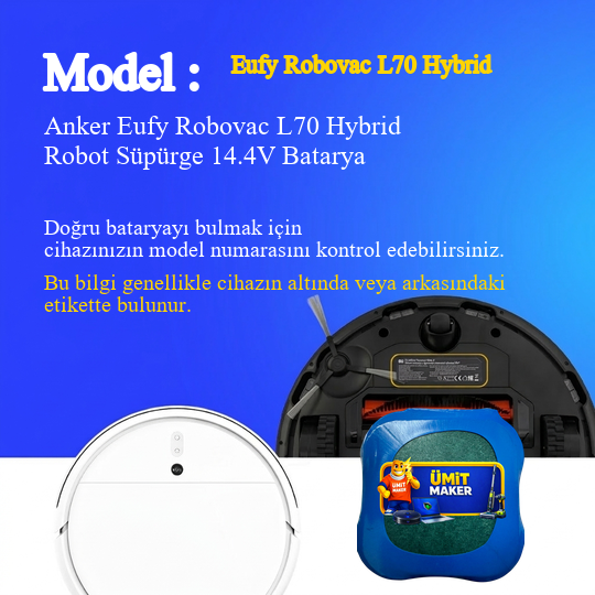 Anker Eufy Robovac L70 Hybrid Robot Süpürge 7000 mAh 14.4V Batarya