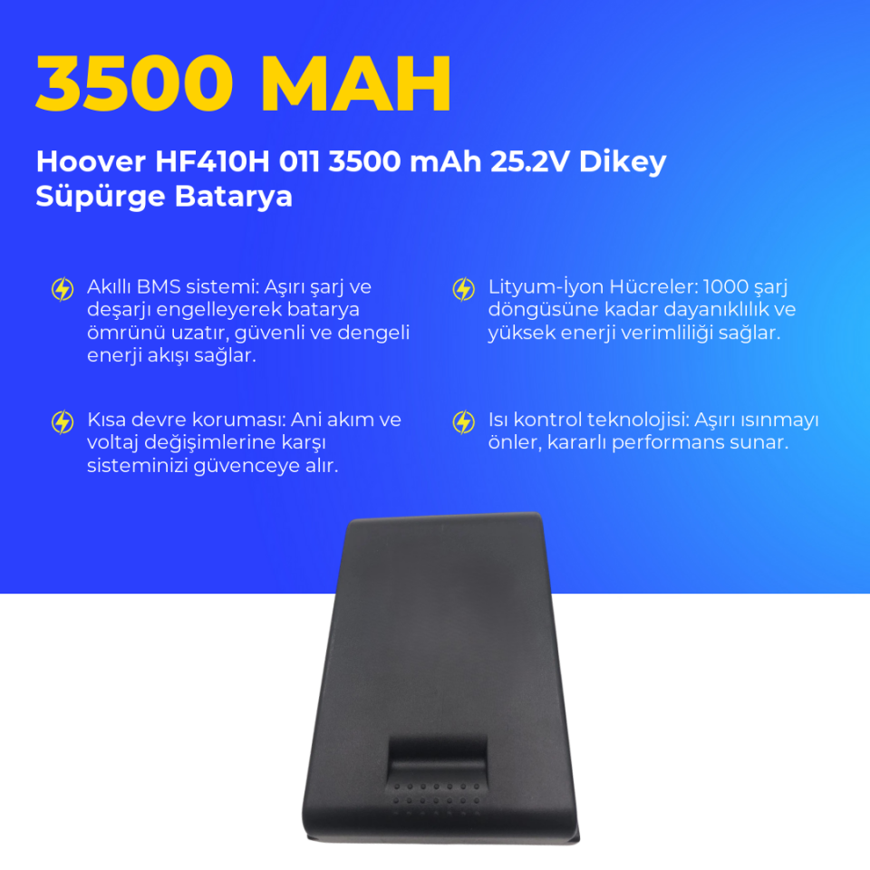 Hoover HF410H 011 3500 mAh 25.2V Dikey Süpürge Batarya