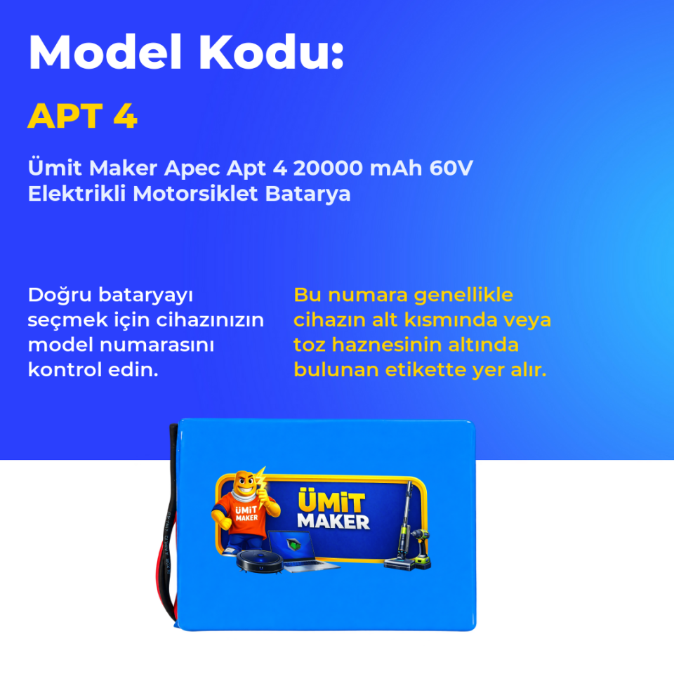 Apec Apt 4 20000 mAh 60V Elektrikli Motorsiklet Batarya