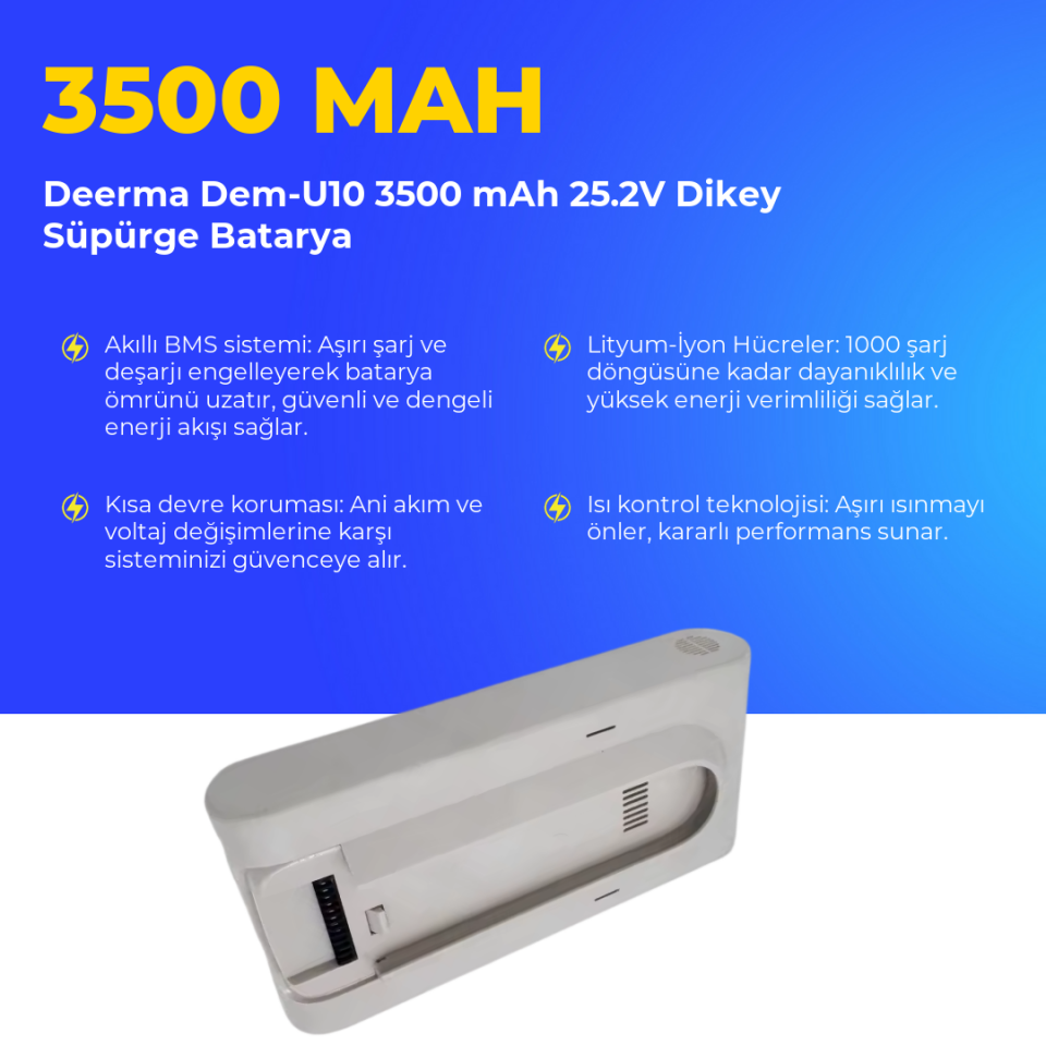 Deerma Dem-U10 3500 mAh 25.2V Dikey Süpürge Batarya
