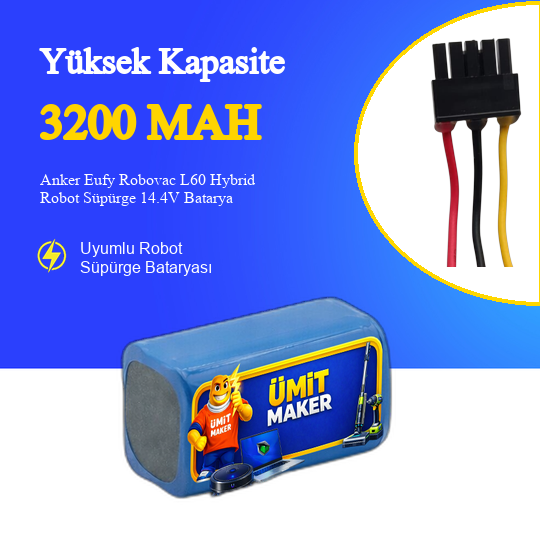 Anker Eufy Robovac L60 Hybrid Robot Süpürge 3200 mAh 14.4V Batarya
