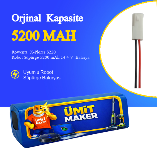 Rowenta Rowenta X-Plorer S220 Robot Süpürge 5200 mAh 14.4 V  Batarya – Orjinal Uyumlu Uzun Ömürlü, Yüksek Performans Pil