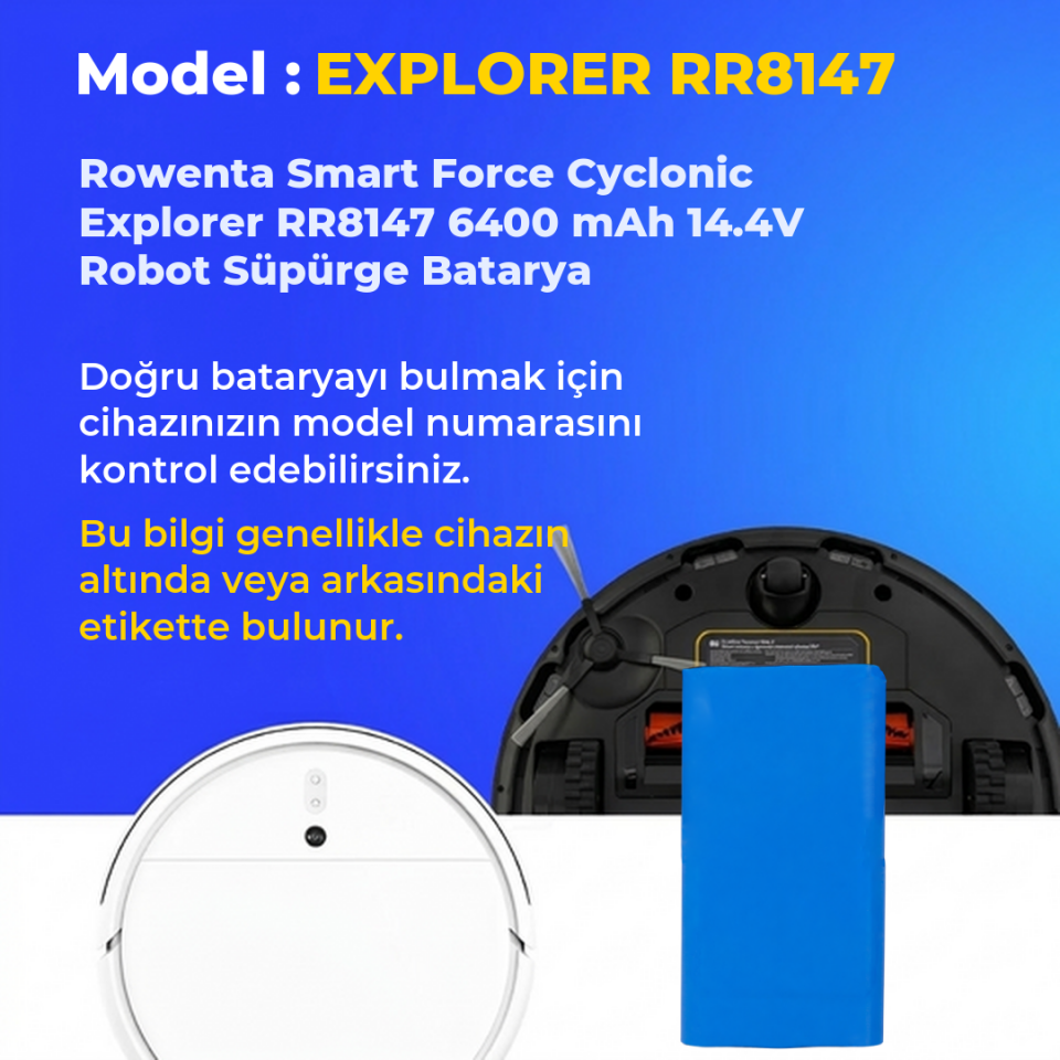 Rowenta Smart Force Cyclonic Explorer RR8147 6400 mAh 14.4V Robot Süpürge Batarya
