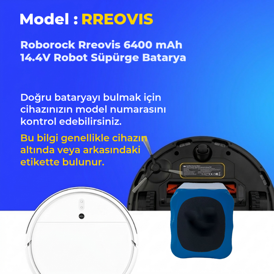 Roborock Rreovis 6400 mAh 14.4V Robot Süpürge Batarya