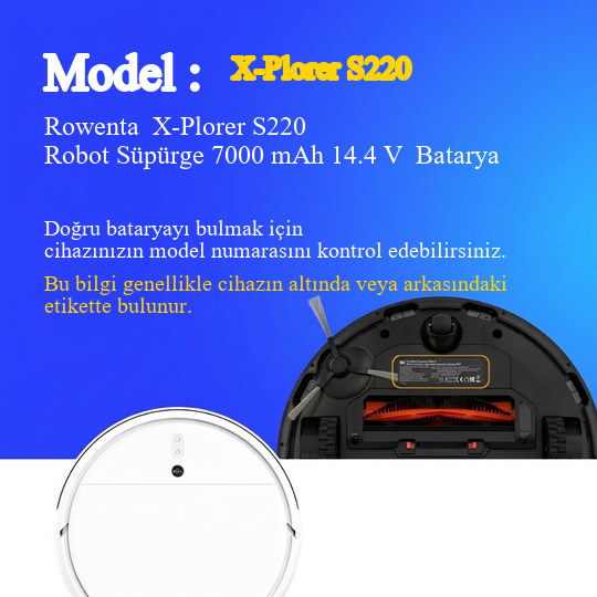 Rowenta Rowenta X-Plorer S220 Robot Süpürge 7000 mAh 14.4 V  Batarya – Orjinal Uyumlu Uzun Ömürlü, Yüksek Performans Pil