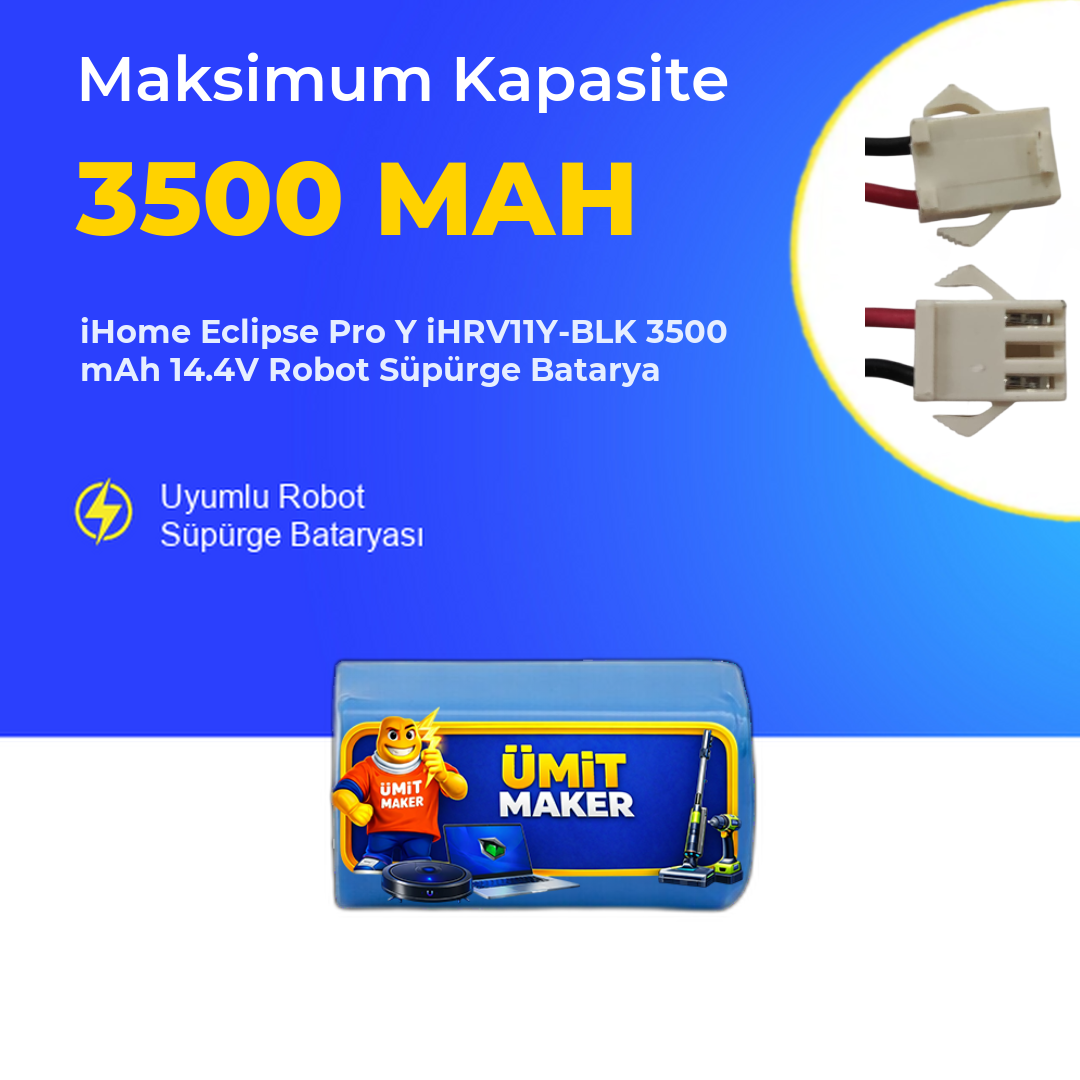 iHome Eclipse Pro Y iHRV11Y-BLK 3500 mAh 14.4V Robot Süpürge Batarya
